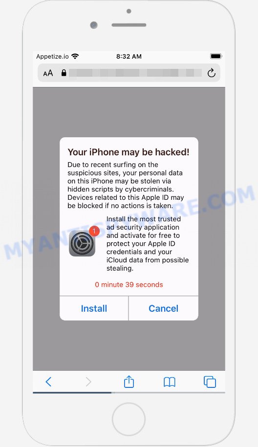 Your iPhone may be hacked scam message