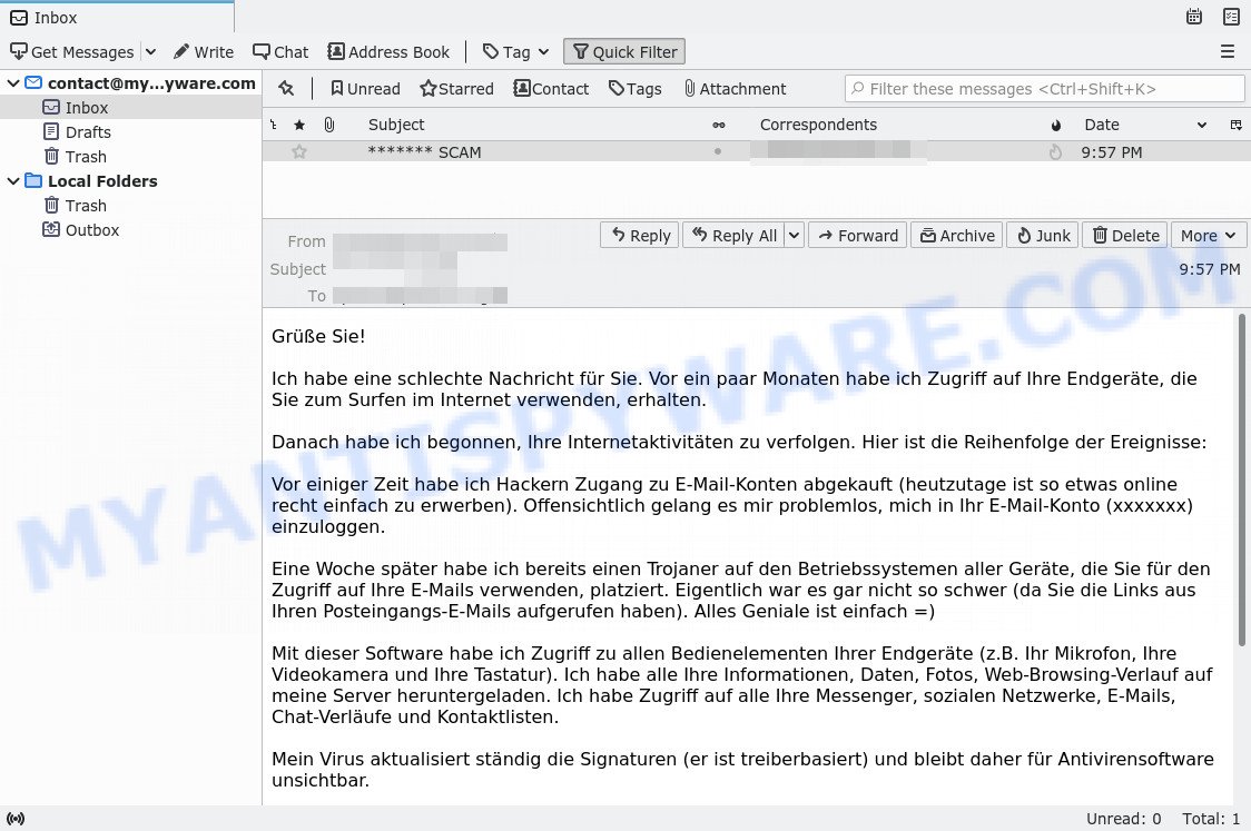 Ich habe eine schlechte Nachricht für Sie EMAIL SCAM