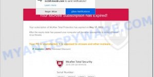 Your McAfee Subscription Has Expired scam