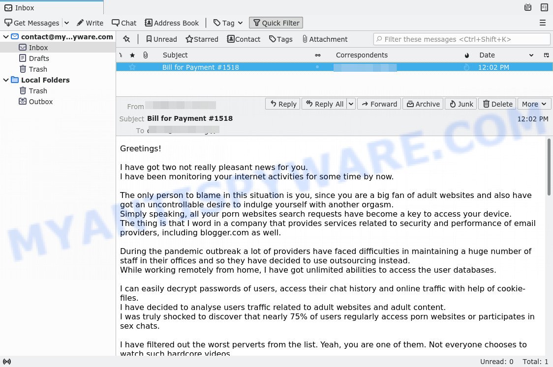 I have got two not really pleasant news for you - email scam