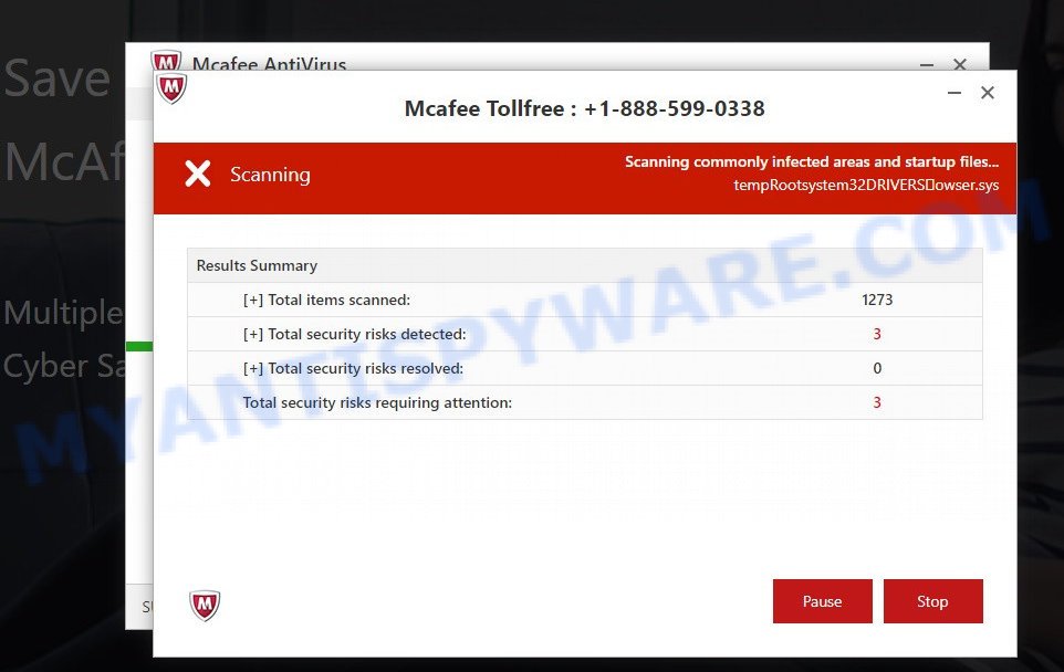 McAfee Tollfree POP-UP SCAM