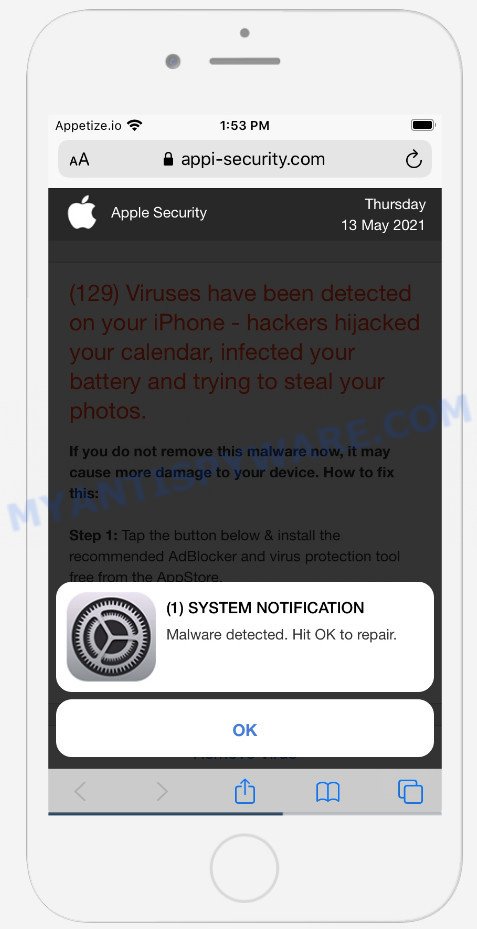 fake apple virus scan