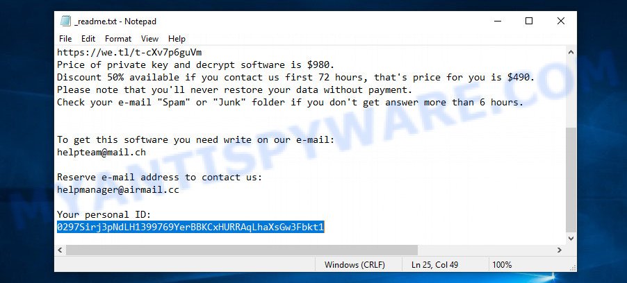 STOP ransomware - personal ID