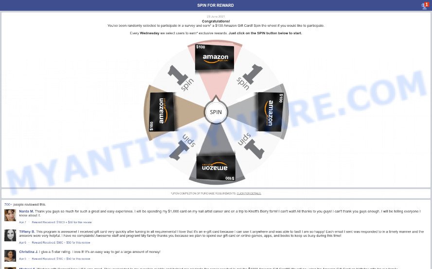 SPIN FOR REWARD pop-ups