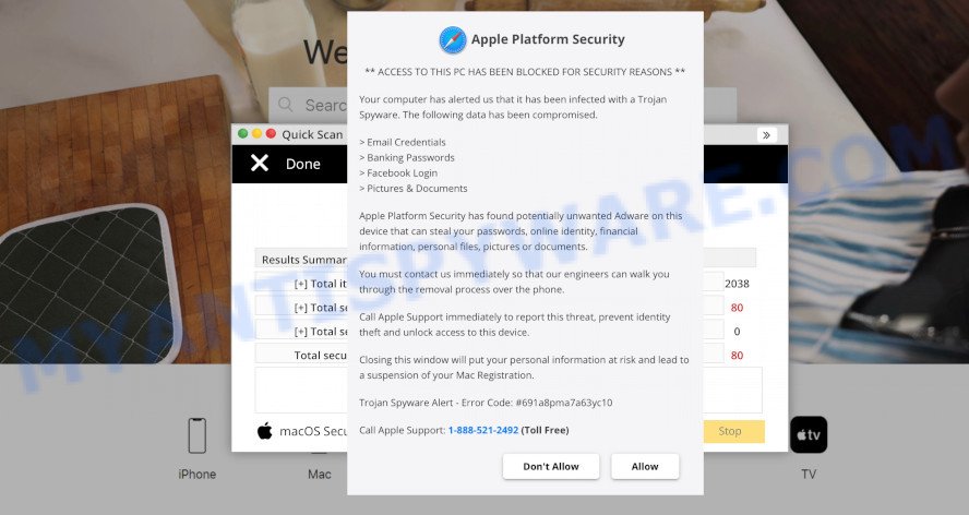 Apple Platform Security pop-up SCAM