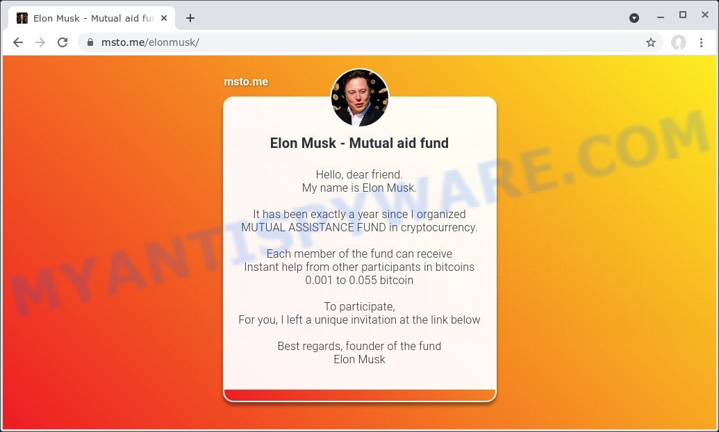 Elon Musk - Mutual aid fund SCAM