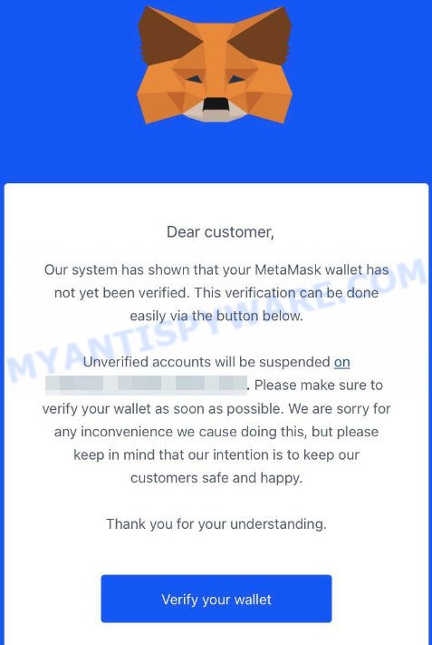 Your MetaMask wallet has not yet been verified SCAM