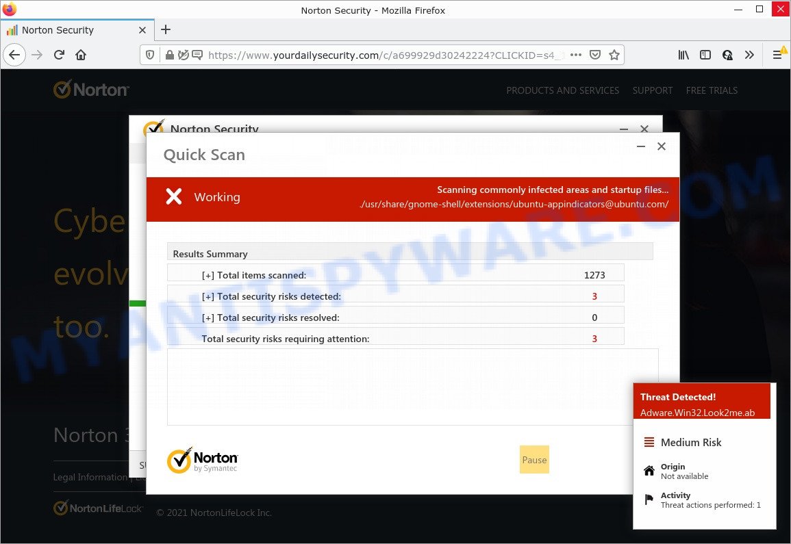 Yourdailysecurity.com fake virus scan