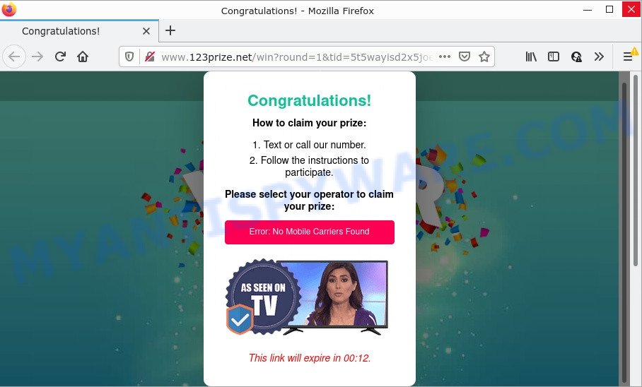 123prize.net pop-up scam