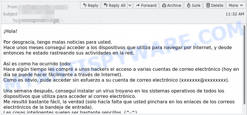 Por desgracia tengo malas noticias para usted SCAM