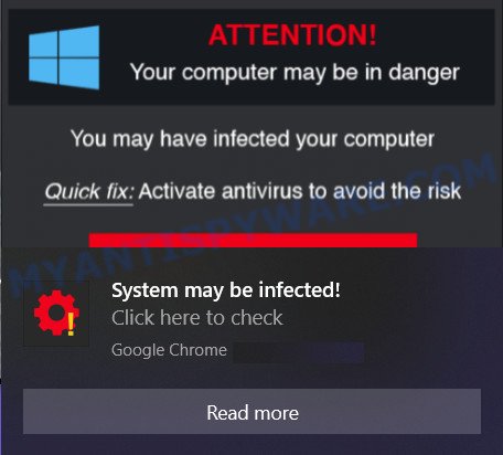 Attention your computer may be in danger SCAM