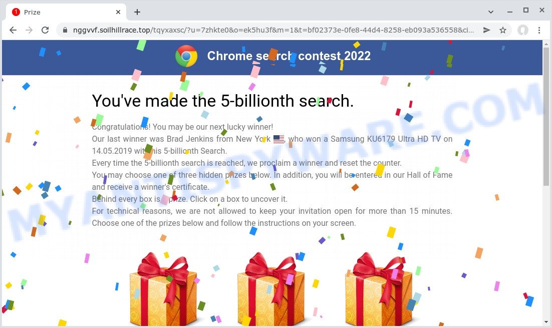 Chrome search contest 2022 POP-UP SCAM