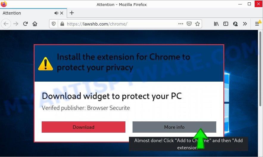 Install the extension for Chrome to protect your privacy SCAM