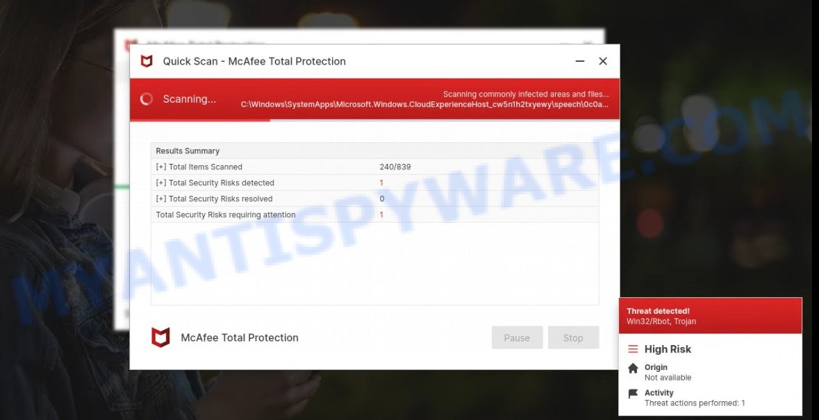 mcafee security alert scam - fake system scan