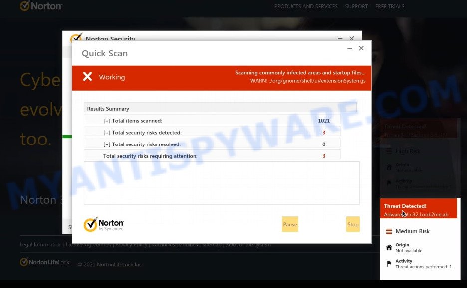 Checkpcsecurity.com fake Norton scan