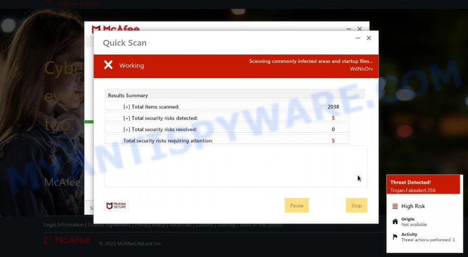 Safewinodws.com fake system scan