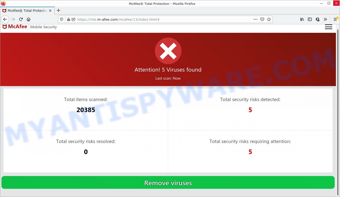 Mb.m-afee.com fake scan results