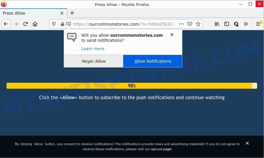 Ourcommonstories.com pop-up scam
