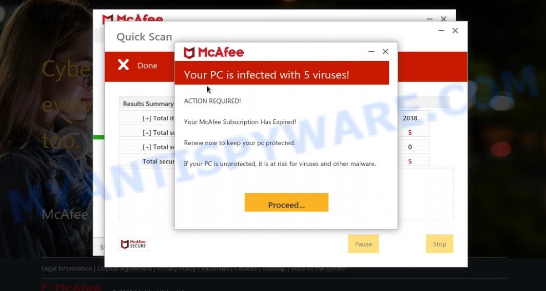 Totaldatasecuritycentr.com fake scan results