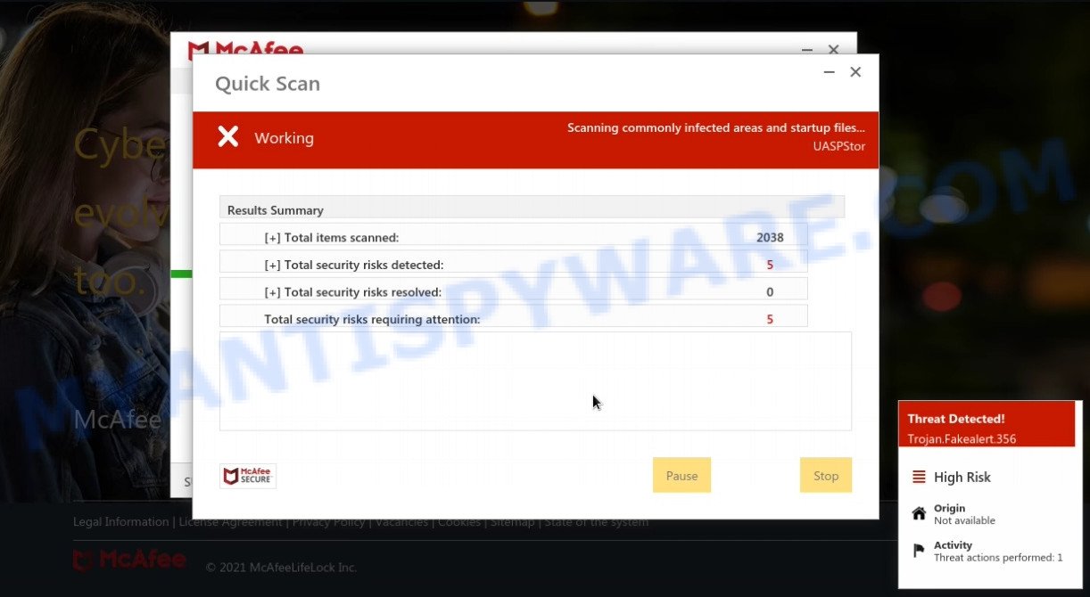 Windows 10 is infected - fake system scan
