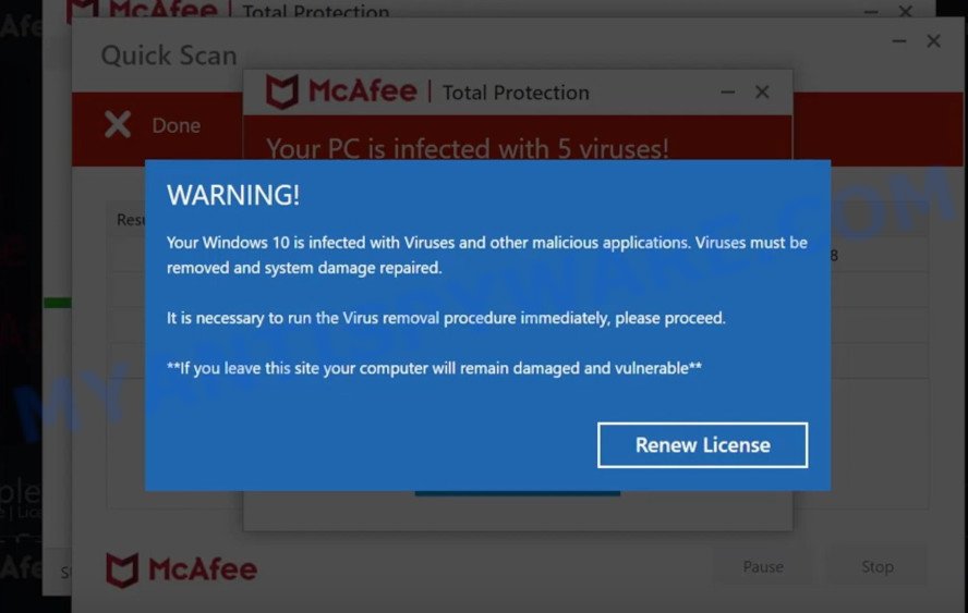 Your Windows 10 is infected with viruses SCAM
