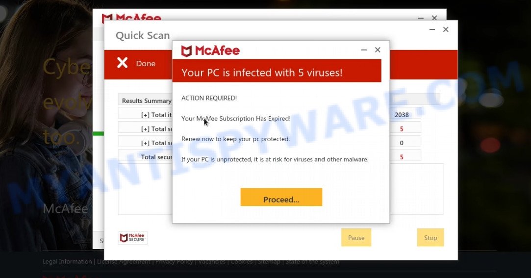 Yourdatasecurityservice.com fake scan results