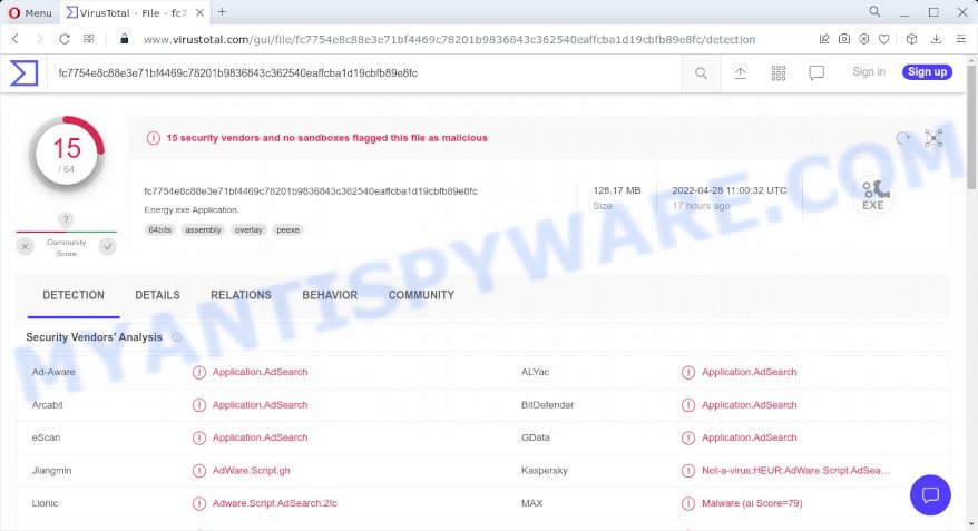 Energy Adware detections