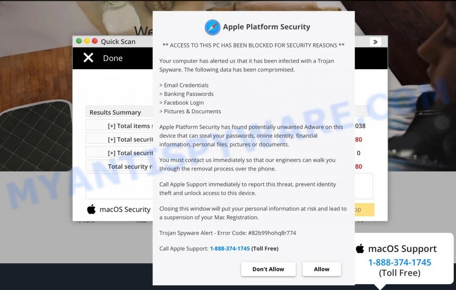 Apple Defender Security Center scam
