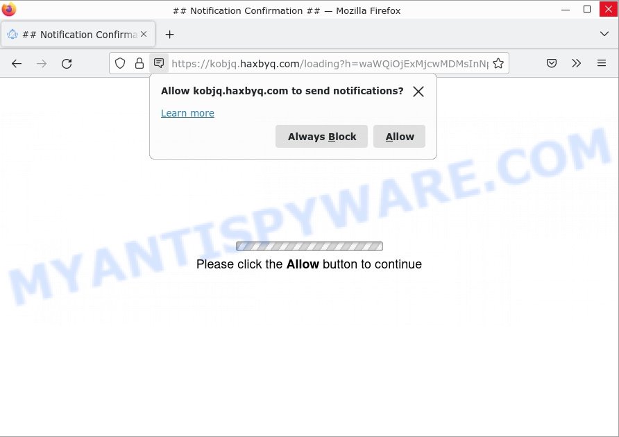 Haxbyq.com Notification Confirmation Scam