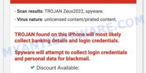 McAfee - Your iPhone is infected with 5 viruses scam