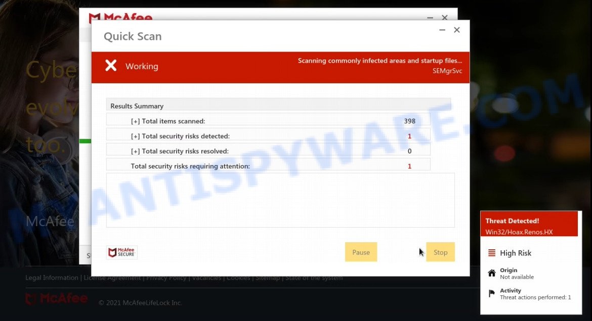 Scanoclean.com fake system scan