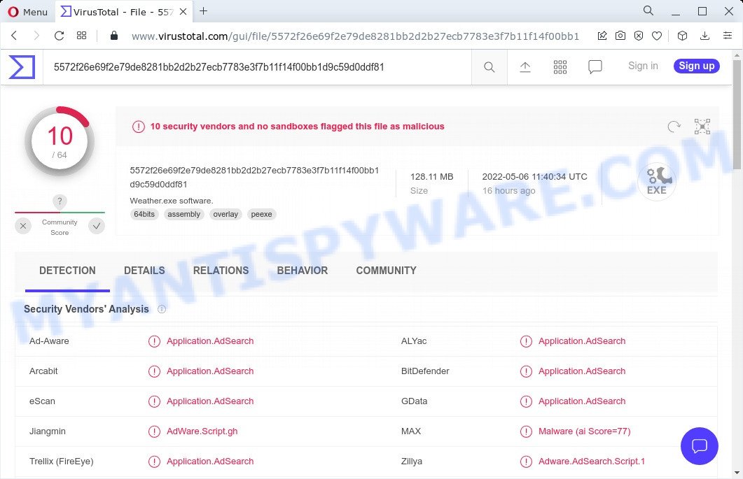 Weather Adware detections