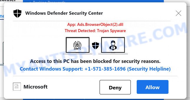 Windows Defender Security Warning fake alert
