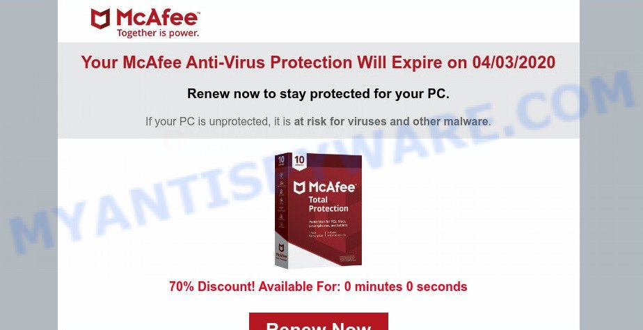 Your McAfee Subscription Has Expired scam v1