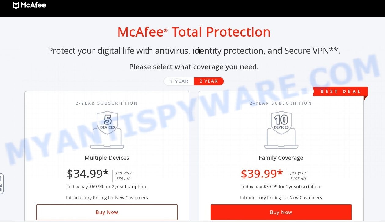 Your MacBook Is Infected SCAM promotes McAfee