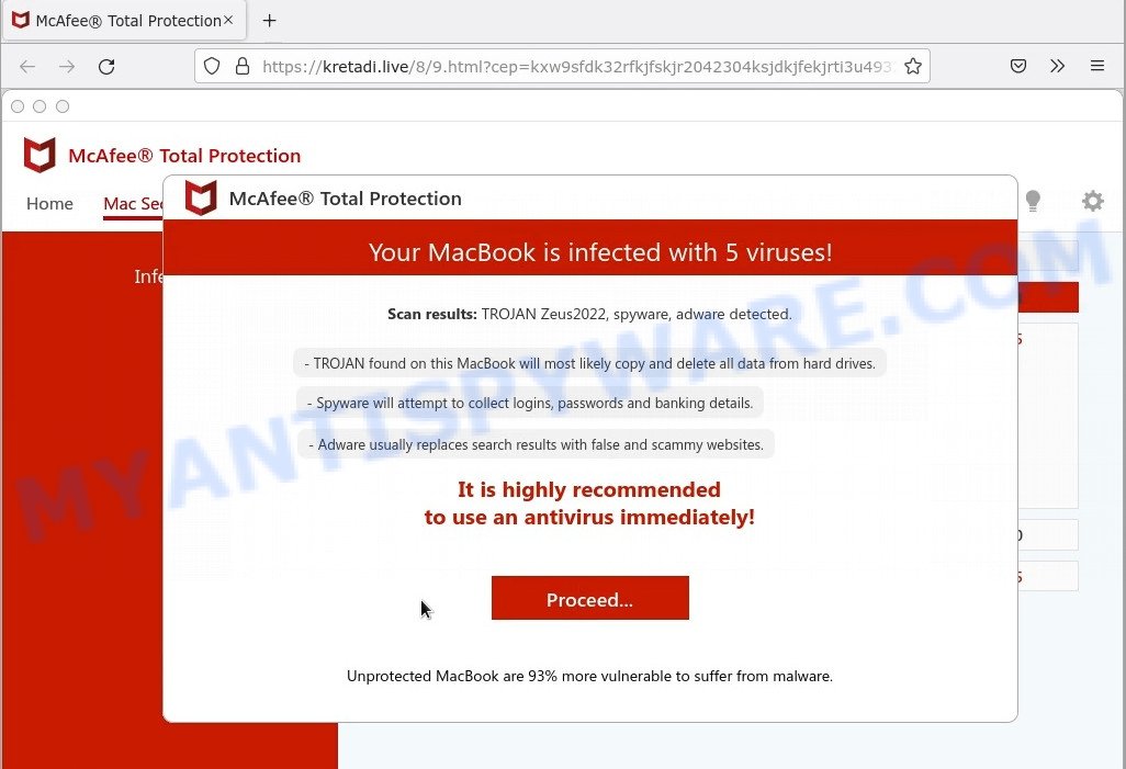 Your MacBook Is Infected With 5 Viruses Scam fake scan results