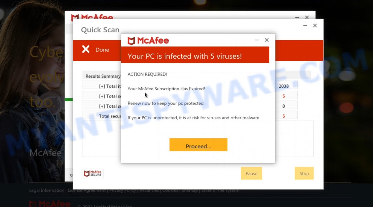 Antivirus-here.com fake scan results