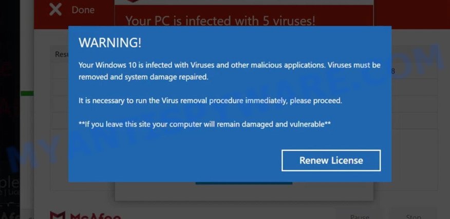 Cleaningupdate.xyz mcafee scam