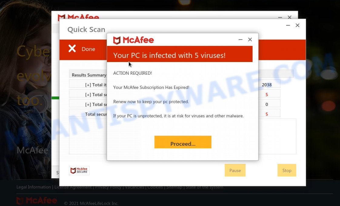 Highpcsecurity.com fake scan results
