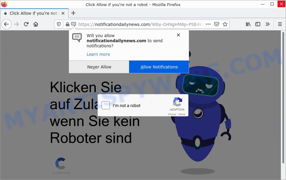 Klicken Sie auf Zulassen, wenn Sie kein Roboter sind SCAM