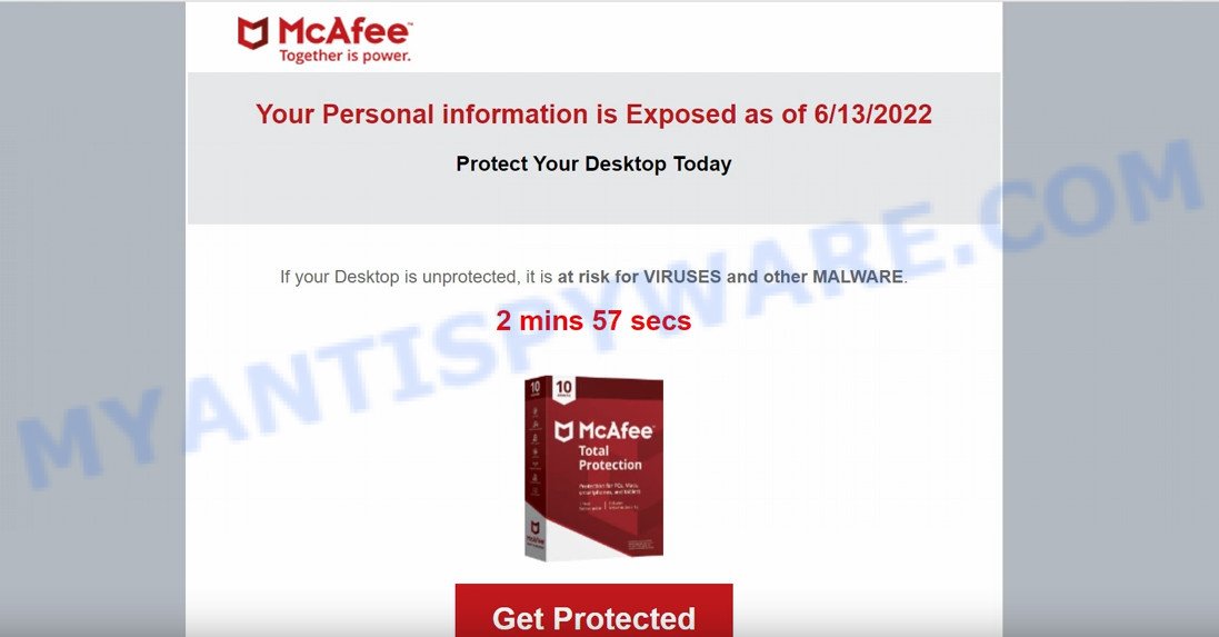 McAfee Your Personal Information is Exposed Scam