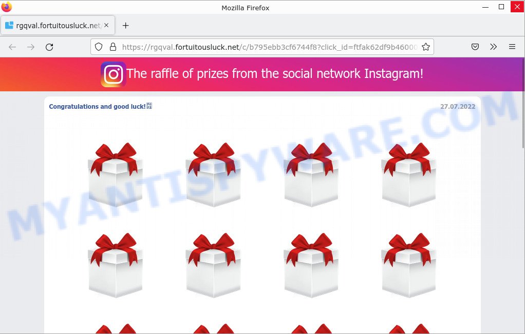 The raffle of prizes from Instagram scam
