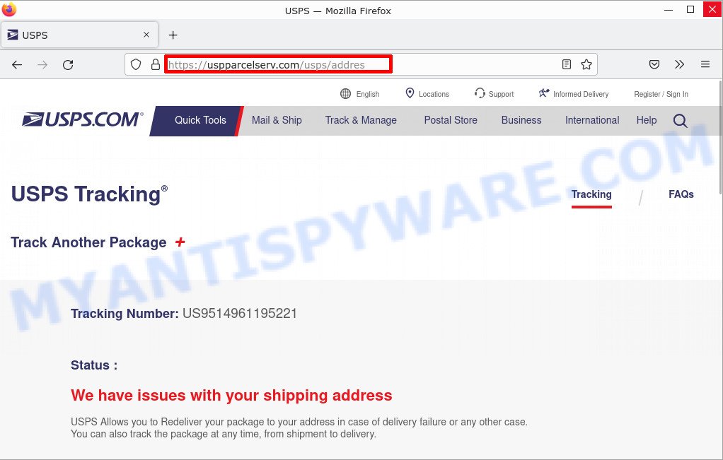 fake USPS site