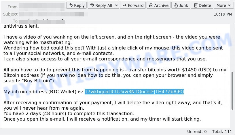 17wkbqoaUCUUxw3N1QocutFJTH47Zb8jPQ bitcoin email scam