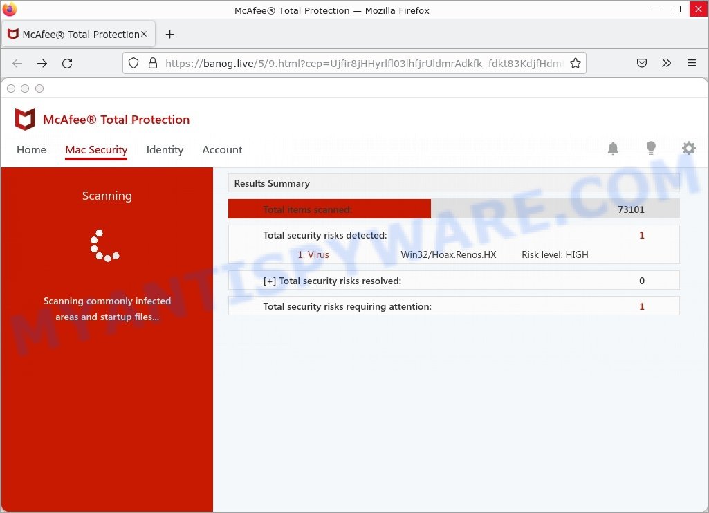 Banog.live McAfee Total Protection Scam