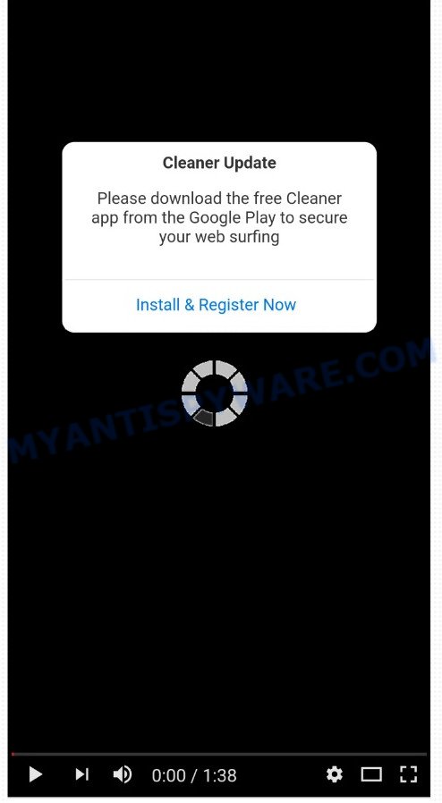 Cleaner Update pop-up scam