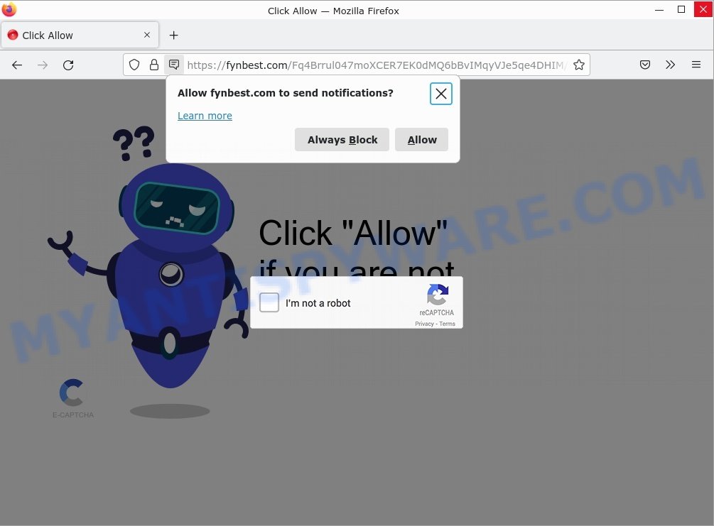 Fynbest.com virus Click Allow Scam