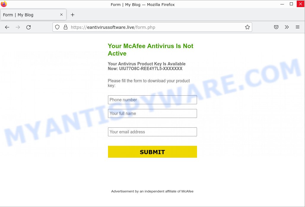 MICROSOFT WINDOWS With Pre-installed Mcafee SCAM form