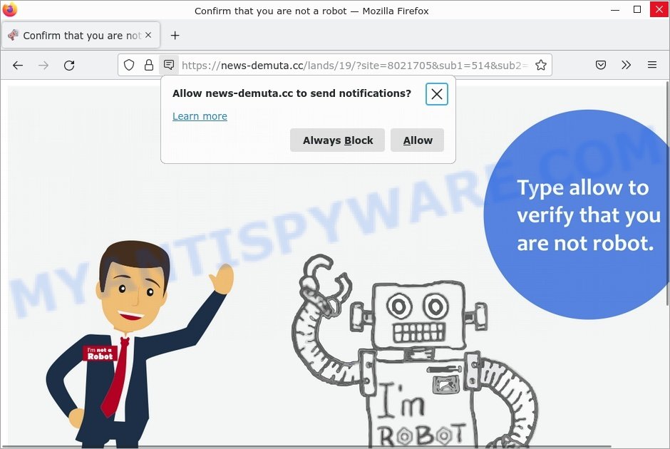 News-demuta.cc Confirm that you are not a robot Scam