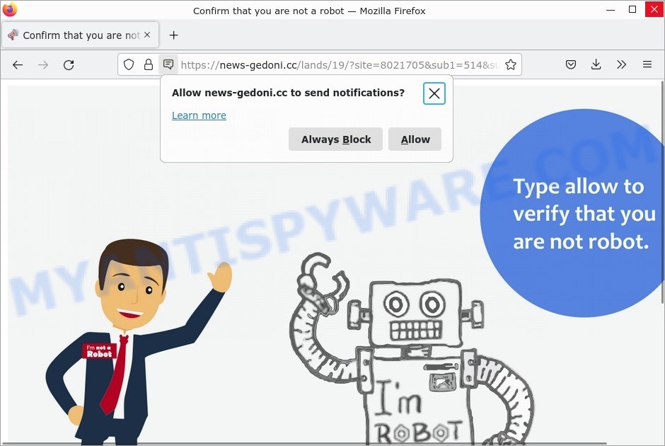 News-gedoni.cc Confirm that you are not a robot scam